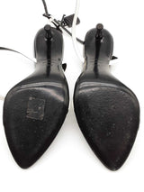 Tom Ford Black & White Patent Leather Padlock Pointy Sandals Sz 36.5 Eb1225oxzde