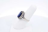 Sapphire & Diamond Ring In 14k White Gold 6.9 Grams Size 7 Eb1124sxdu