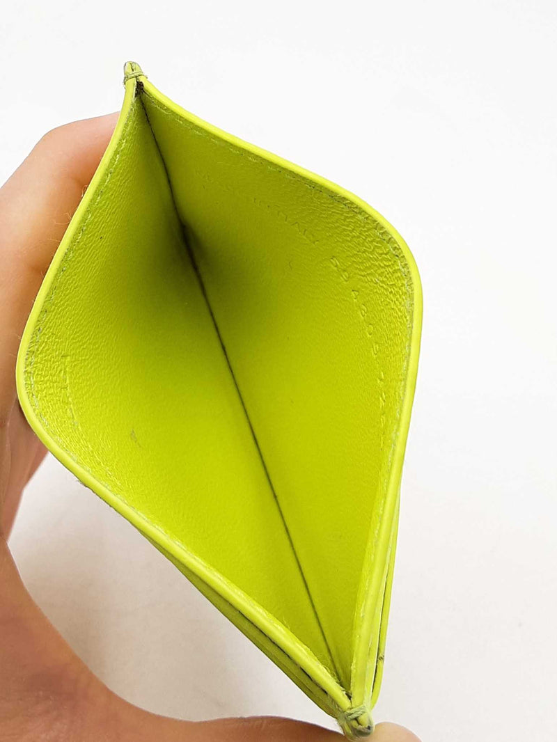 Balenciaga Neon Yellow Card Holder Wallet Eb1025rxdu