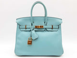 Hermes Birkin 25 Bleu Atoll Teal Swift Leather Gold Handbag Do0325lrrxzde