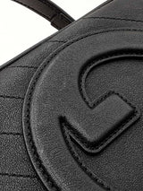 Gucci Blondie Top Handle Bag In Black Grained Leather Fw1025prxdu