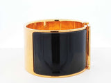 Hermès Extra Wide Clic H Gold-tone & Black Enamel Bangle Bracelet  7 Inch Fw0626lxzdu