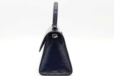 Tory Burch Britten Navy Blue Textured Patent Leather Top Handle Bag Eb0826lxzde