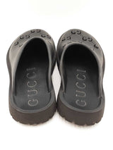 Gucci Perforated Gg Black Rubber Slip-on Sandals Size Us 7 Men's Fw1125lzxdu
