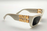 Miu Miu Smu 09w White & Gold Cat Eyed Sunglasses Lh1124crde