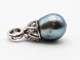 Green Iridescent Pearl Diamond 14k White Gold 1.3g Pendant Do0126lrxde