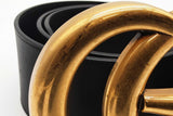 Gucci Wide Marmont Leather Belt With Gold Tone Gg Buckle Size 95/38 Eb0226prxde