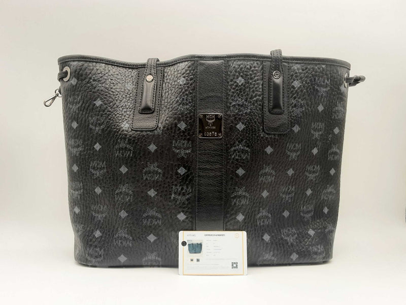 Mcm Liz Reversible Shopper Tote In Visetos Black Fw1124lrxsa