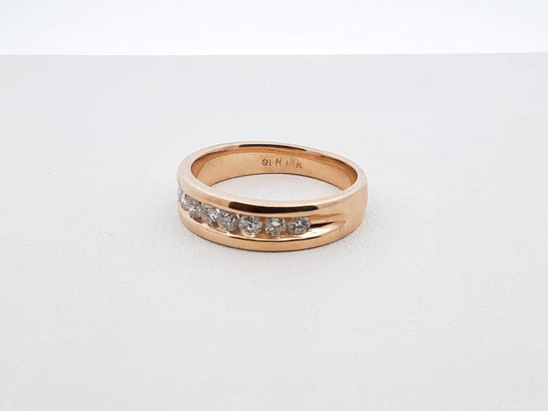 0.80 Cttw Channel-set Diamond & 14k Yellow Gold Ring 5.6 Gram Size 8 Fw0825pzxdu