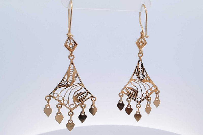 14k Yellow Gold Filigree Dangle Earrings 4.3 Grams Eb1124lcrsa