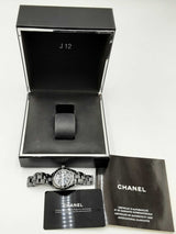 Chanel J12 Quartz 34mm Watch With Ceramic Bezel & Diamonds Eb0824oxxzdu