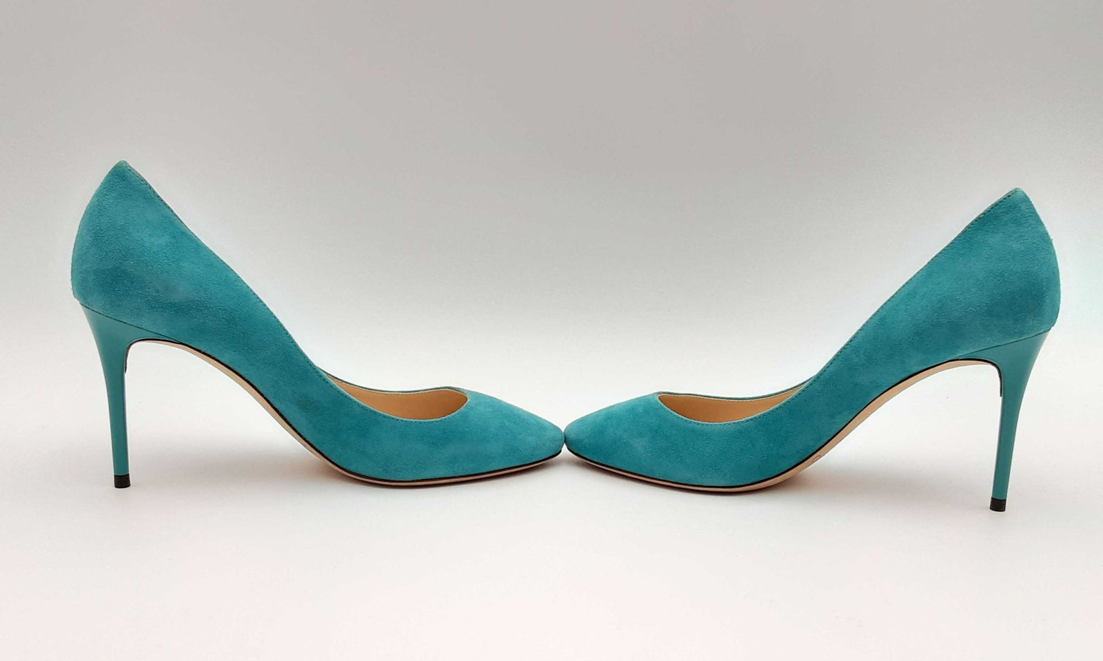 Jimmy Choo London Malibu Teal Suede Esme Heels Size 35