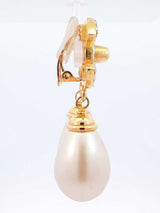 1996 Chanel Gold-tone, Crystal & Faux Pearl Cc Clip-on Earrings  Fw1225irxdu