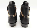 Salvatore Ferragamo Ardisie Chain Black Leather Ankle Boots Size 7.5 Do0925lrxde