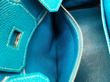 Hermes Birkin 25 Mykonos Blue Epsom Palladium Handbag Do0925lsxzxde