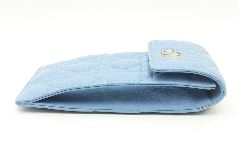 Christian Dior Cannage Caro Blue Leather Phone Pouch Crossbody Eb0425rxzsa