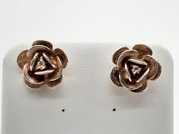 0.925 Sterling Silver 4.7g Rose Stud Earrings Do1124rde