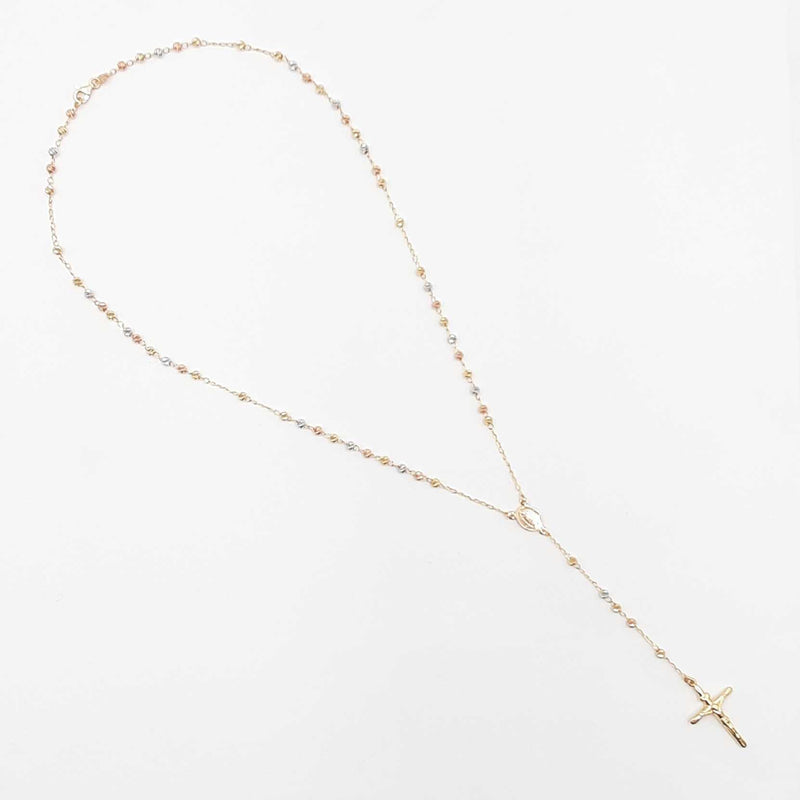 Tri-color 14k Gold Rosary Necklace 5.9 Grams 18 Inch Fw1025orzdu