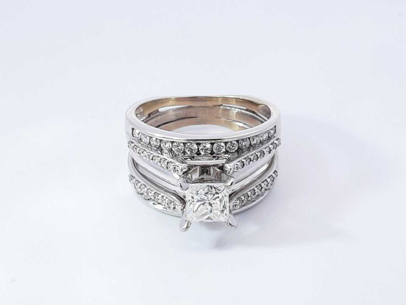 1.96 Cttw Diamond & 14k White Gold Bridal Set 8.5 Grams Size 7 Fw0724ozxzdu