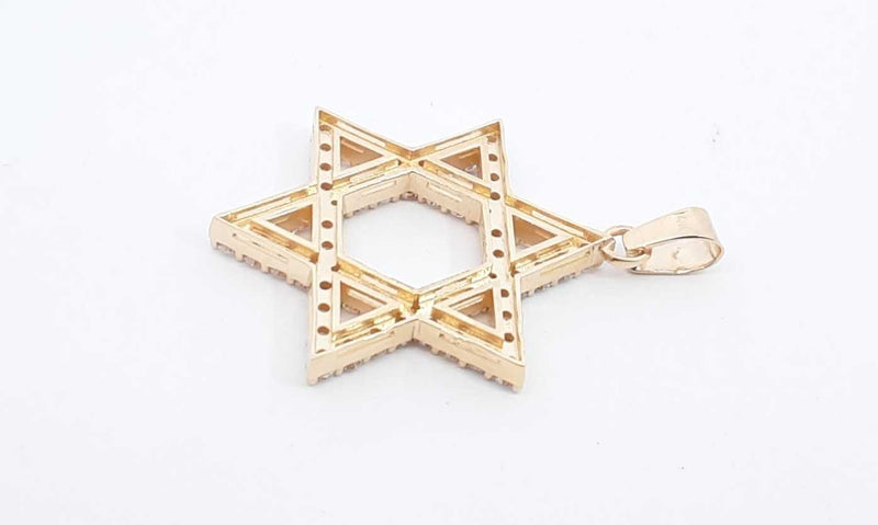 14k Yellow Gold Star Of David Lab Grown Diamond Pendant Ebllordu 144030007273