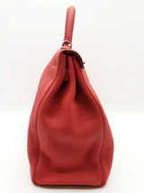 Hermes Kelly 40 Vermillion Red Clemence Palladium Shoulder Bag Do0523erxzde