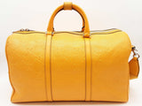 Gucci 625768 Gg Yellow Perforated Leather Weekender Duffle Bag Do1225przde