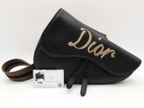 Christian Dior Black Grained Leather Saddle Bag Do0725loxzde