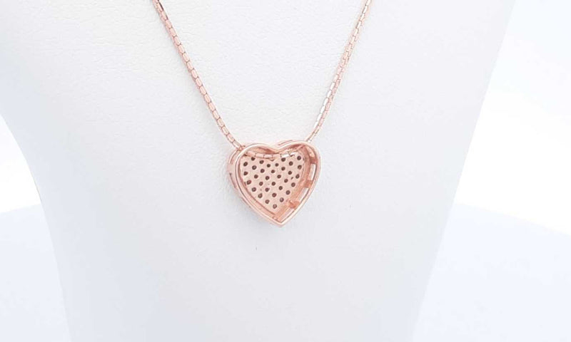 18k Rose Gold Diamond Heart Necklace 18 Inch 3.7 Grams Eb0524lwrdu