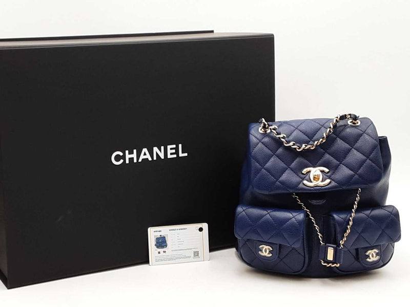 Chanel Duma Caviar Medium Backpack Blue Aa0725pezxsa