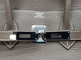 Hermes Birkin 35 Etoupe Gray Clemence Palladium Handbag Do0825srxzde