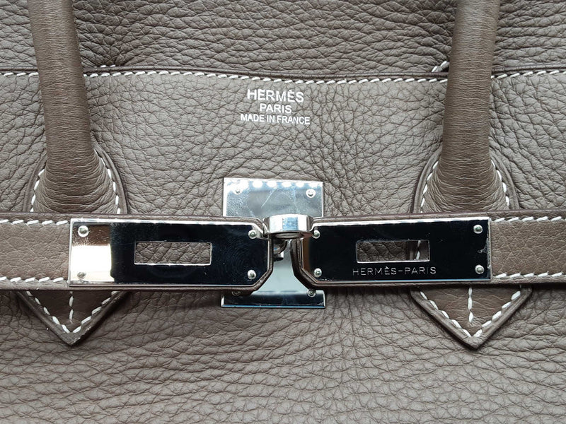 Hermes Birkin 35 Etoupe Gray Clemence Palladium Handbag Do0825srxzde