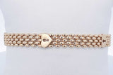 14k Gold Panther Link Bracelet With Heart Padlock Key Stations 7.5 In Eb826cxzde