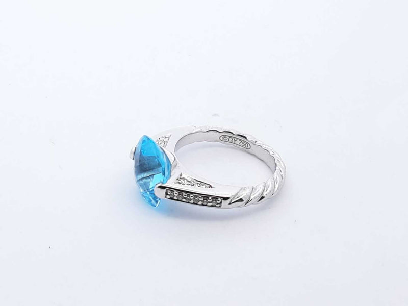 David Yurman 18k White Gold Blue Topaz Ring Size 7.25 Lh1223iorde