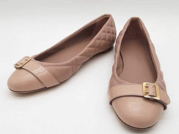 Burberry Avonwick Buckle Quilted Dusty Pink Leather Flats Size Eu 40 Do0525pxde