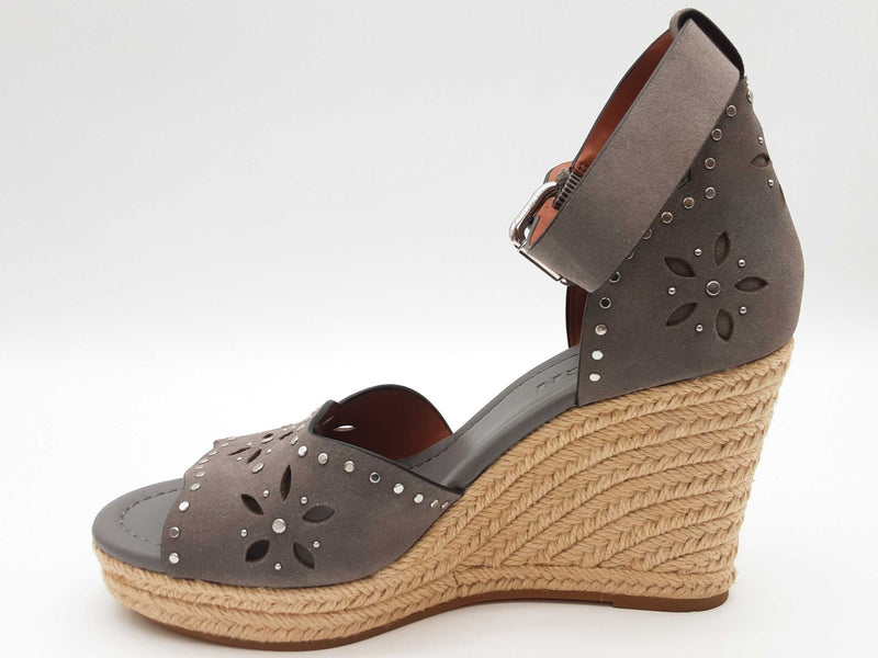 Coach Kelsi Gray Suede Espadrille Sandal Heels Size Eu 37.5 Do0425lxde