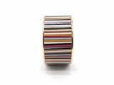 Hermes Multicolor Striped Enamel Wide Bangle Bracelet With Gold-plated Trim Mk0126orzmia