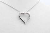 10k White Gold Heart Pendant With Diamond & 10k White Gold Chain 0.9g Eb0626wxdu