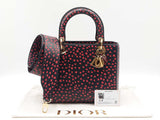 Christian Dior "I Love Paris" Medium Lady Dior Bag In Navy Leather Fw0926lwxzdu