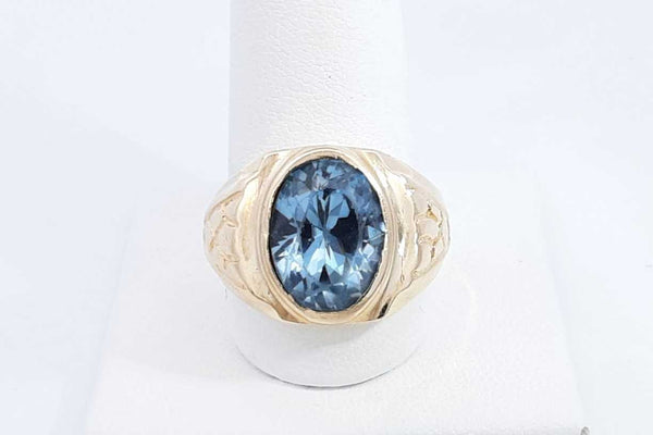 Blue Gemstone Ring In 14k Yellow Gold 7.9 Grams Size 10 Eb0724ooxsa