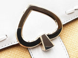 Kate Spade Robyn Chain Saddle Bag In White Leather & Raffia Fw0825wxdu