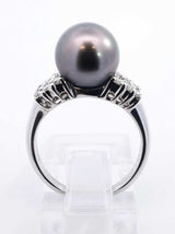 Diamond & Tahitian Pearl Cocktail Ring In 18k Gold 5.7g Size 5.75 Fw0426prxdu