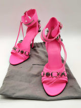 Balenciaga Agneau Arena Cagole Neon Pink Heels Size 38 Eb0824lxzde