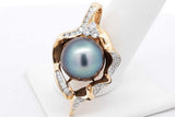18k Yellow Gold Diamond & Faux Tahitian Pearl Pendant 11.1 Grams Eb1225ixzsa