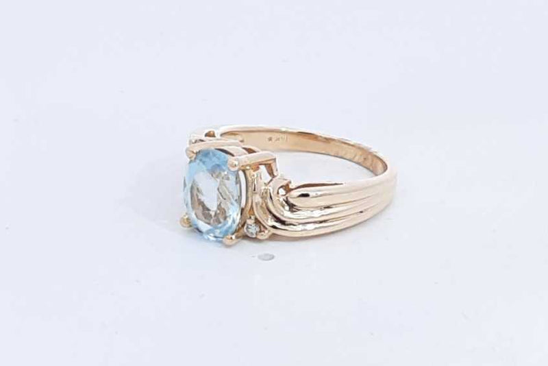 Light Blue Gemstone Ring In 14k Yellow Gold 4.7 Grams Size 6.75 Eb0824lrxsa