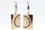 18k Two Tone Gold Dangle Hoop Earrings With Gemstones 8.3 Grams Eb0526iwxsa