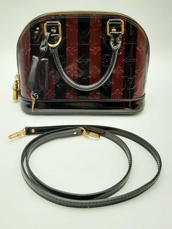 Louis Vuitton Alma Bb Vernis Rayure Amarantes Monogram Shoulder Bag Do0324exzde