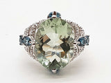 Green Quartz Center Stone 14k White Gold 6.4g Ring Size 8 Do0426wrxde