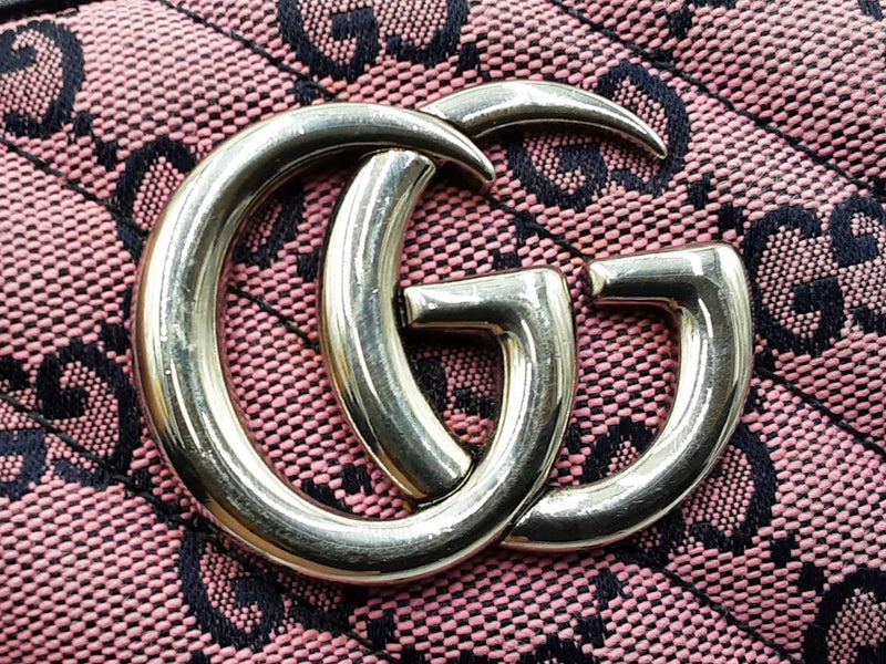 Gucci Gg Marmont Diagonal-quilted Canvas Shoulder Bag In Pink Fw0825ozxdu