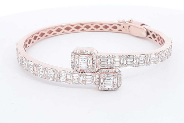 4.1ctw Diamond Hinged Bangle Bracelet In 14k Rose Gold 28.2 Grams Eb0425lexzsa