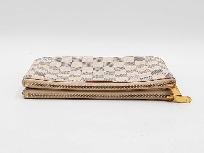 Louis Vuitton Double Zip Pochette In Damier Azur Coated Canvas Fw1125wrxdu